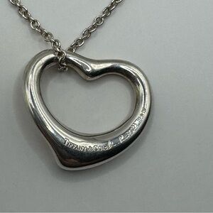 Tiffany  Large size Silver Heart Elsa Peretti Open HEART necklace